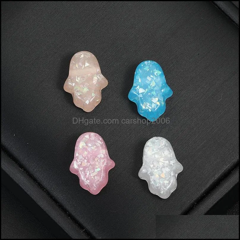 new fashion hamsa hand resin charm for necklace bracelet pink blue white orange color pendant for diy jewelry making 2019