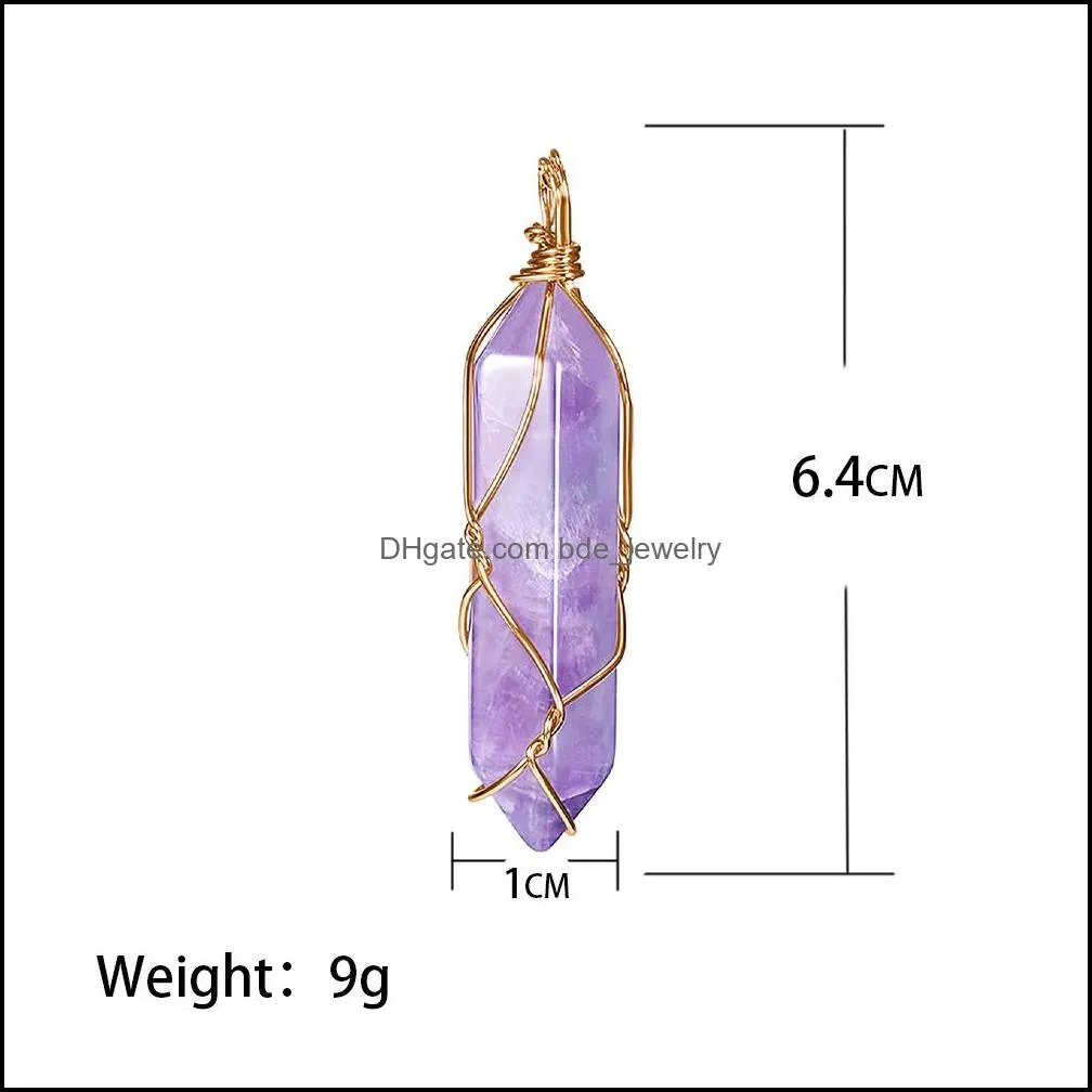 natural quartz crystal pendant handmade wire wrapped healing chakra reiki charm bulk for jewelry making