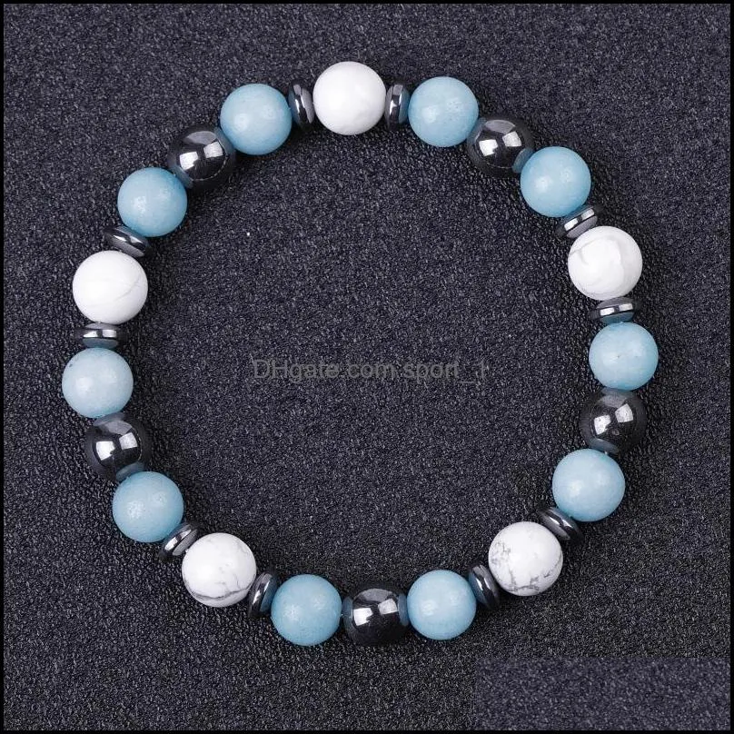 Lover Black White stone beads Bracelet Men Turquoise Buddha Handmade hematite Bracelets Summer Women Jewelry gift