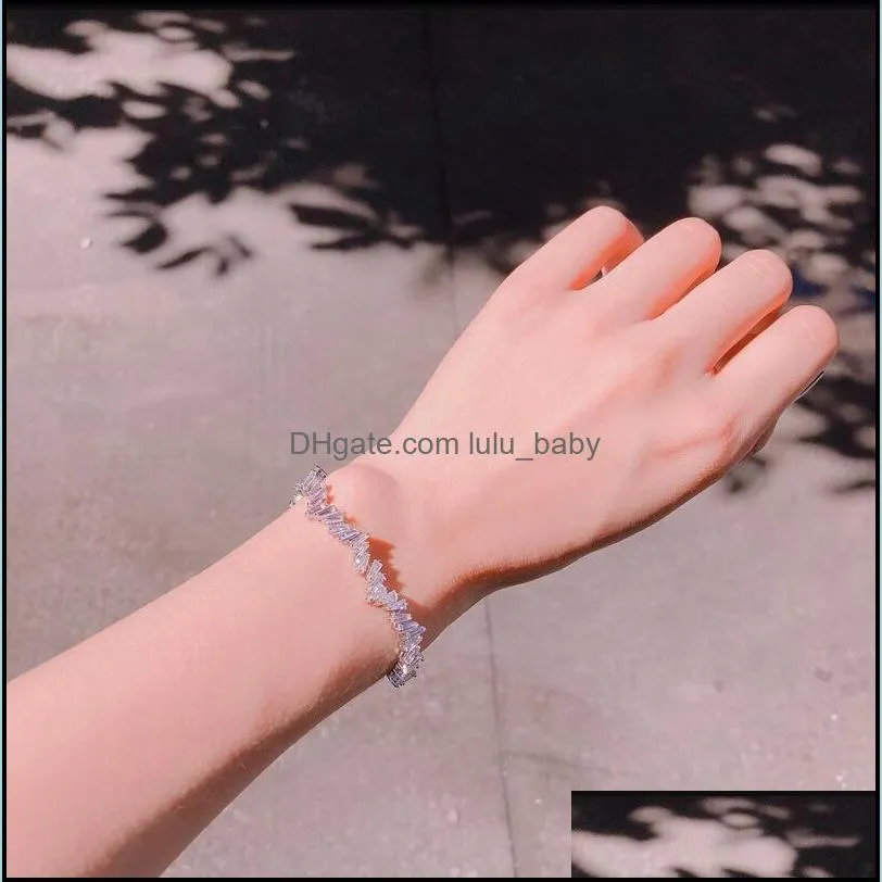 shinny irregular cubic zirconia cz bracelet zircon crystal adjustable chain bracelets for women girls wedding party jewelry