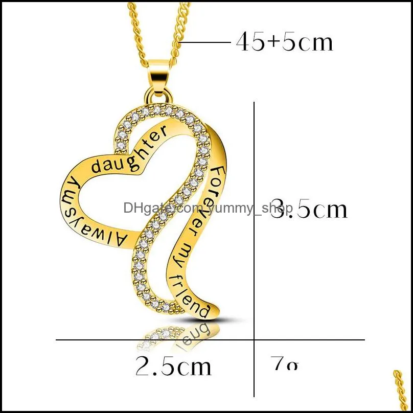 Pendant Necklaces "Alwaysmy Daughter Forever My Frlend" Infinite Heart Pendant Necklace Fashion Womens And Girls Jewelry Easter Ann Dhyv7