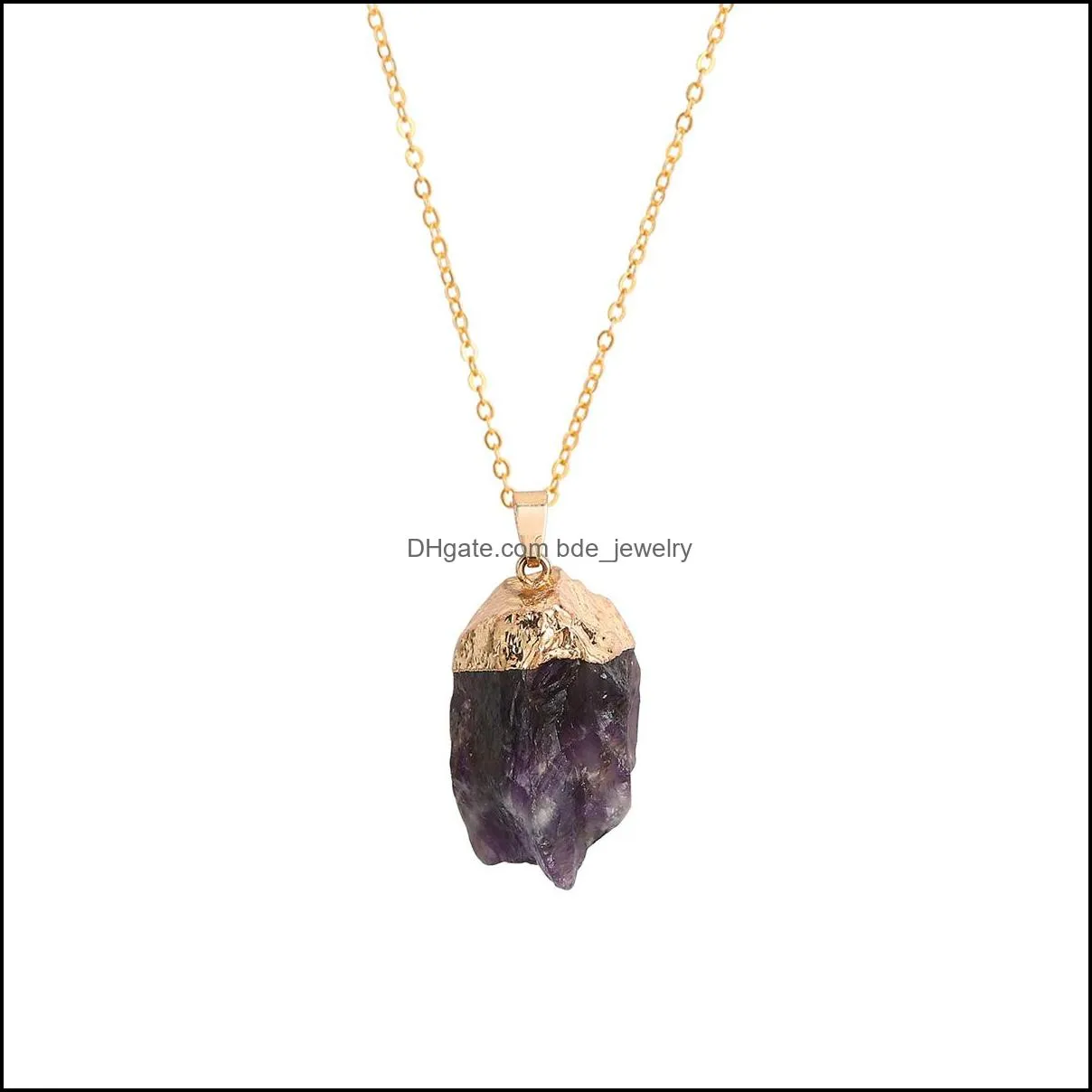 natural stone pendant gemstone gold colorful irregular shape necklace female crystal quartz neck jewelry