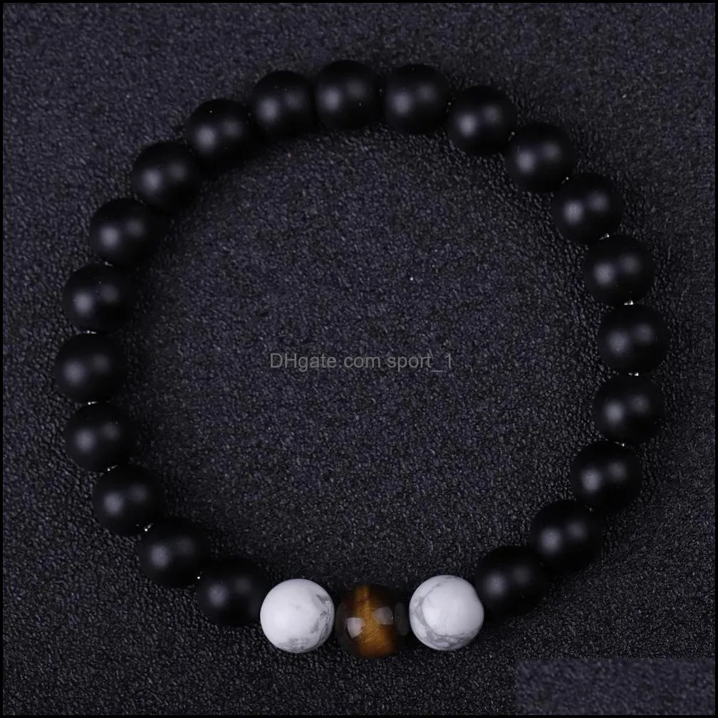 Lover 8mm Stone Beads Bracelet Women Men Bangle Beaded Hand Strings Couple