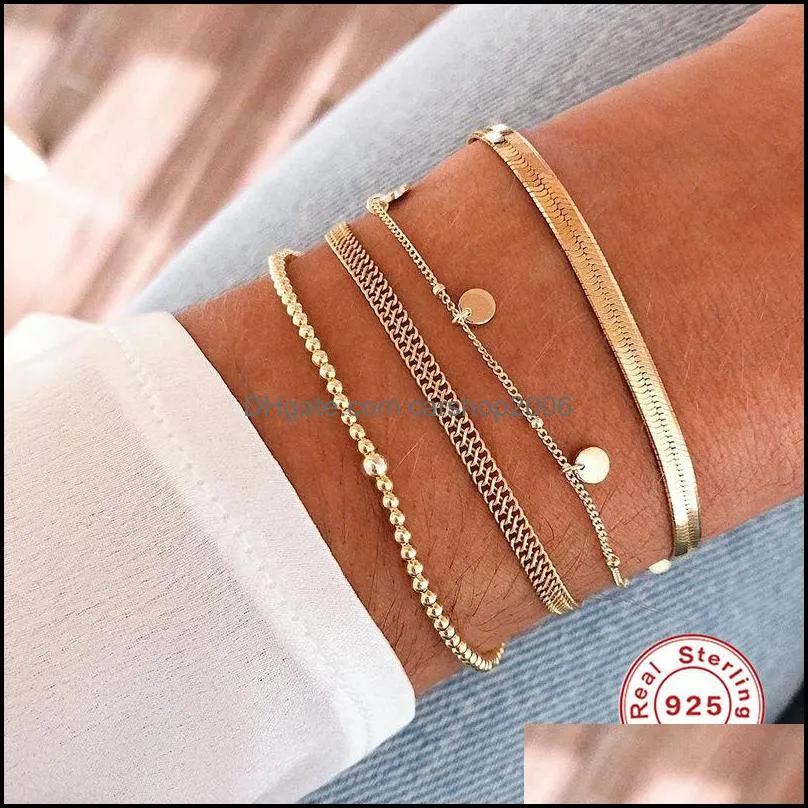 fashion 925 sterling silver bangles bracelets unisex flat snake chain lobster clasp collares bracelet for women men gift