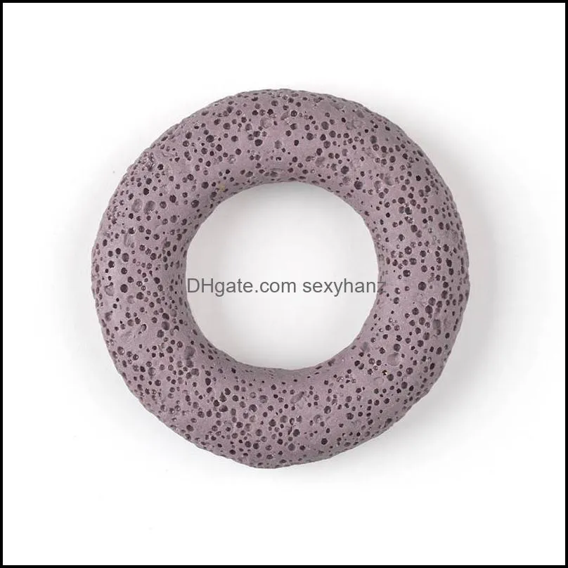 53mm Circle Ring Volcanic Lava stone Loose Beads Slide Charms Pendant Jewelry Making Accessories for Necklace