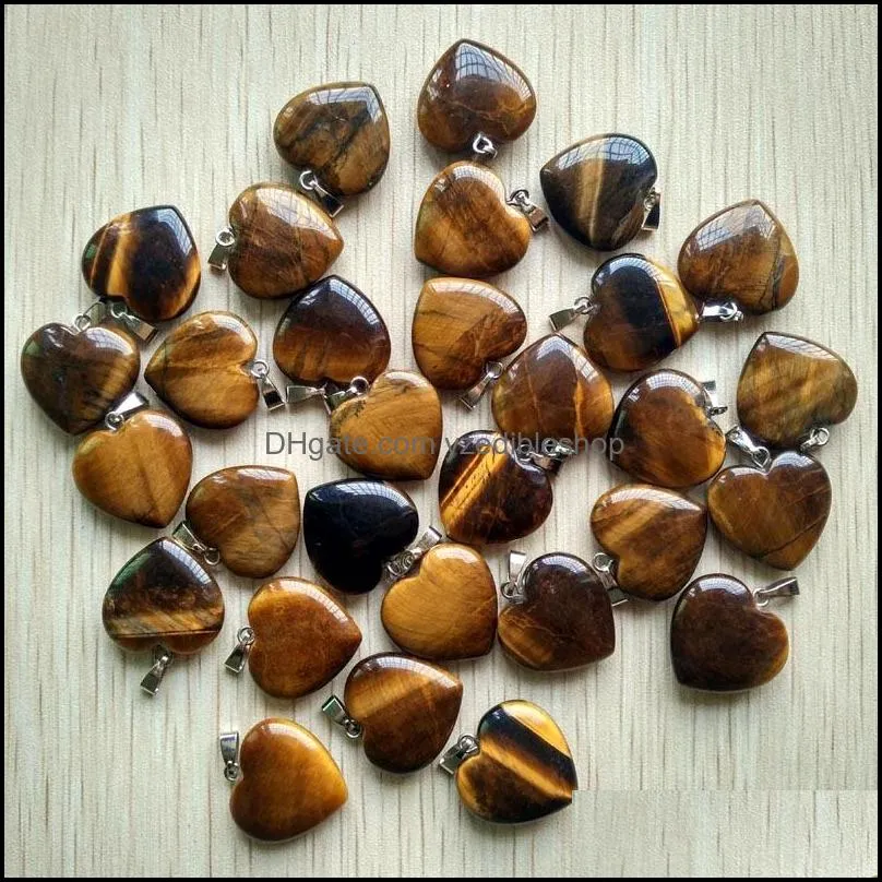 20mm assorted heart natural stone charms pendants for necklace jewelry making