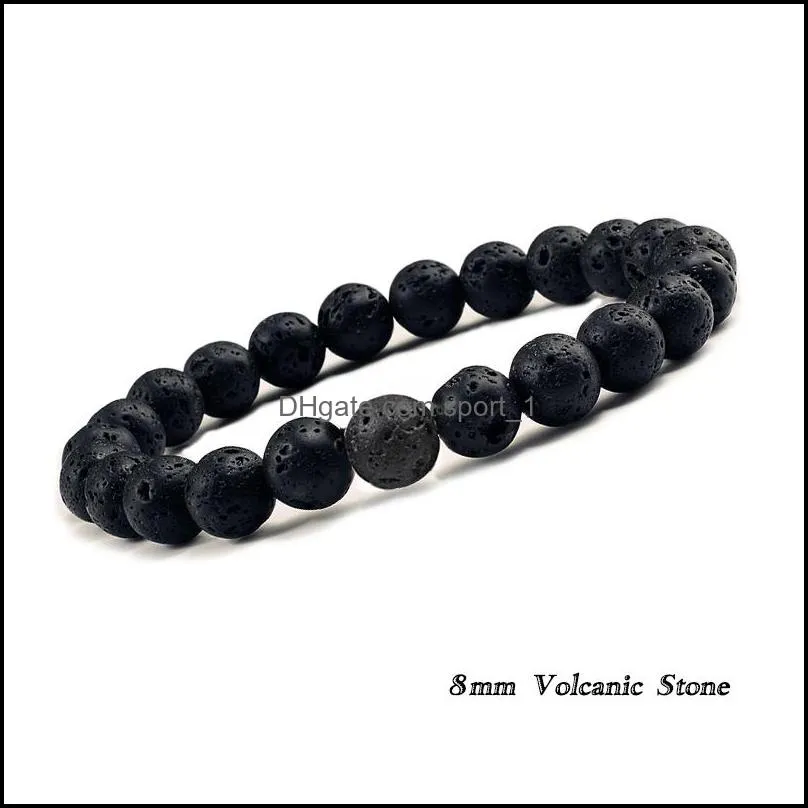 6mm 8mm 10mm Natural Volcanic Stone Beads strand Bracelets Black Lava Men Bracelet Aromatherapy Essential Oil Diffuser Bangle for