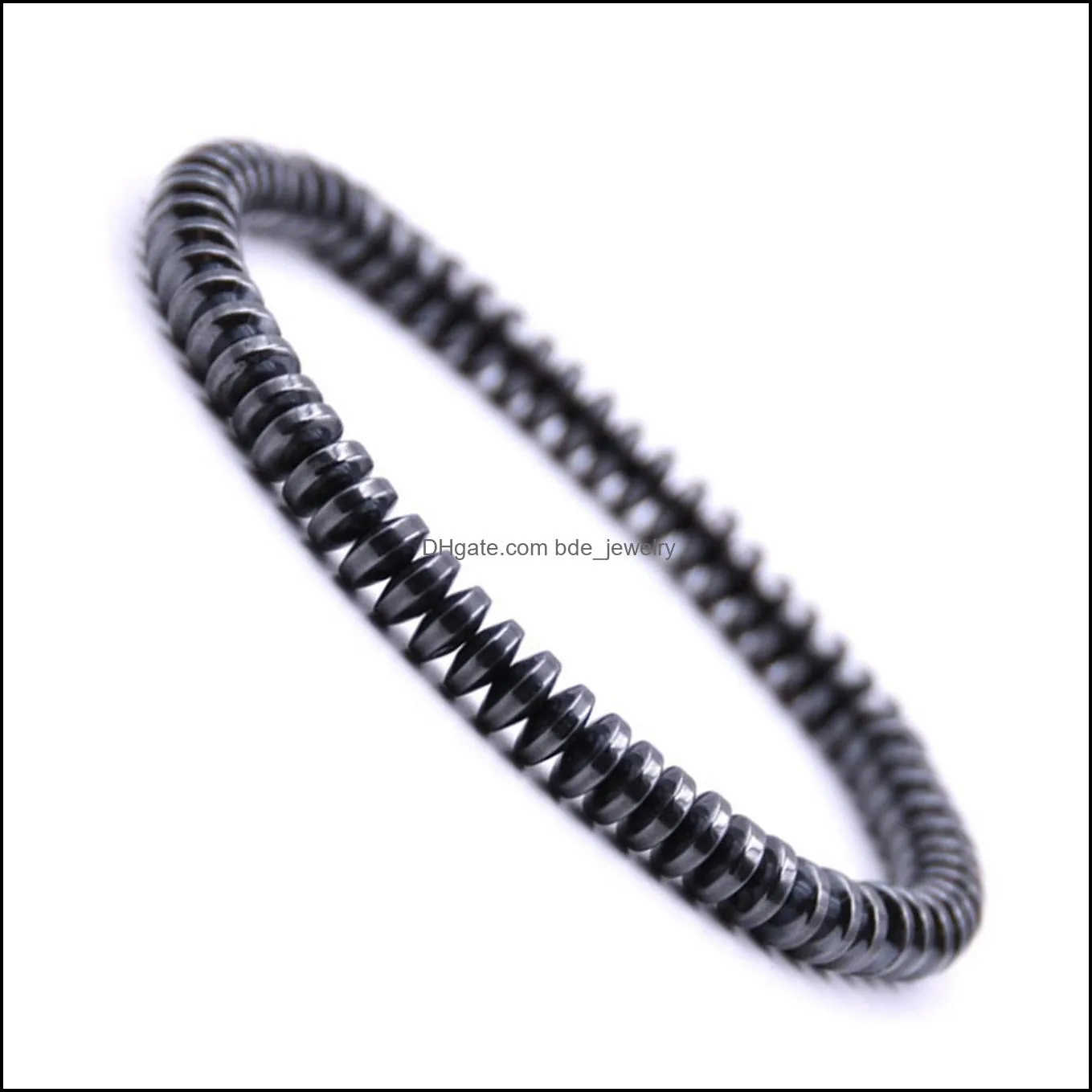 wholesale simple design 10pc/set women silver hemaite 6mm disc beads bracelet for relationship