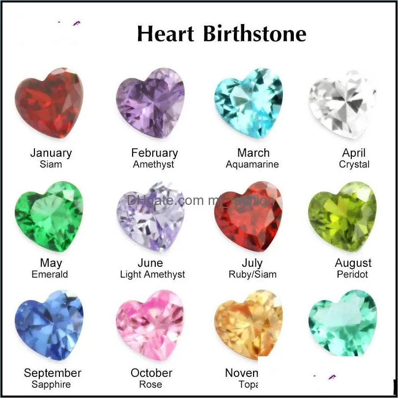 5mm birthday stone jewelry accessories fashion diy birthstone round teardrop heart crystal zircon floating charms for living memory