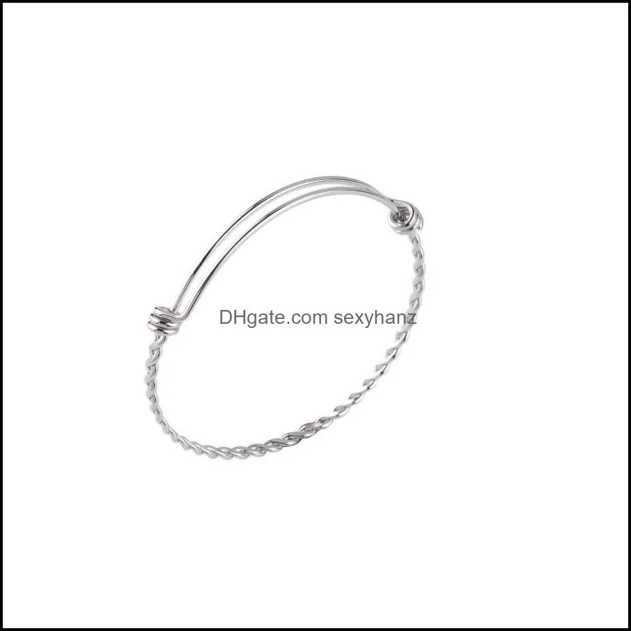 high quality alex stainless steel twist expandable bracelet bangles 55-65mm adjustable size silver gold wire bangle for diy jewelry making wholesale