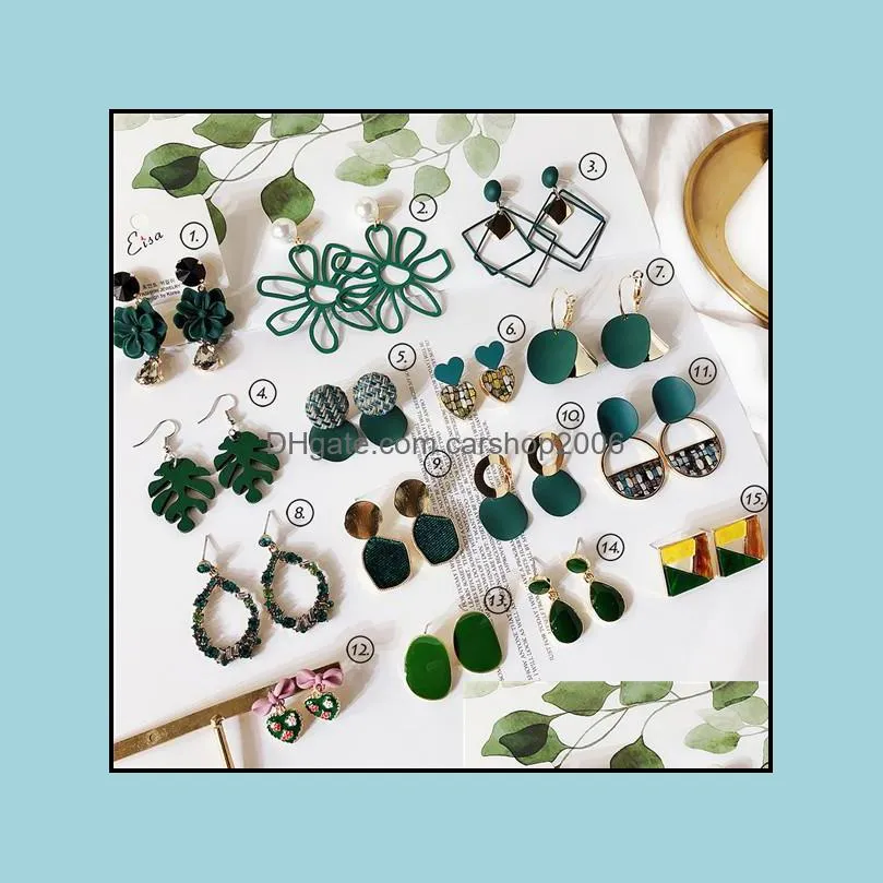 highend green earrings for women temperament retro dangle earrings girls party wedding stud earrings jewelry gift