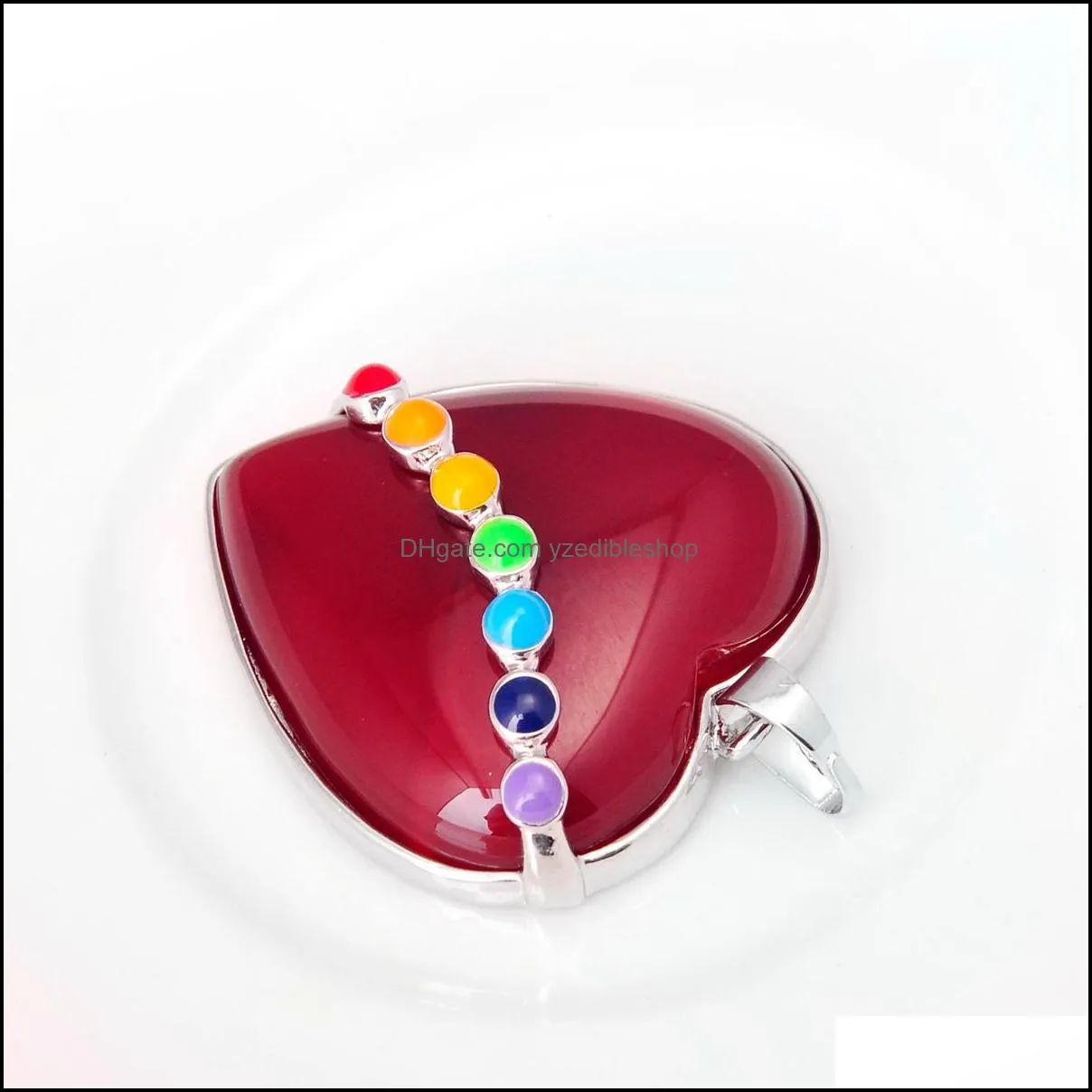 heart-shaped ring face with 7-color heart-shaped gemstone pendant necklace european and american women popular models