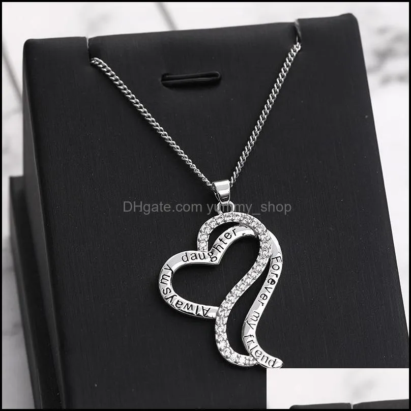 Pendant Necklaces "Alwaysmy Daughter Forever My Frlend" Infinite Heart Pendant Necklace Fashion Womens And Girls Jewelry Easter Ann Dhyv7