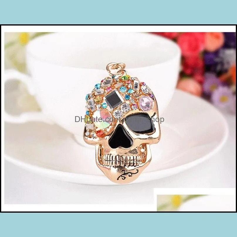 findings components fashion with lobster clasp dangle white rhinestone skull face pendants diy charms for jewelry making accessories