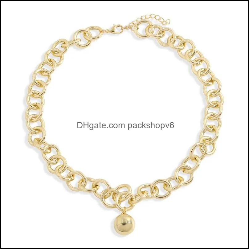 gold color chunky chain choker necklaces for women fashion round clavicle necklace jewelry party hip hop