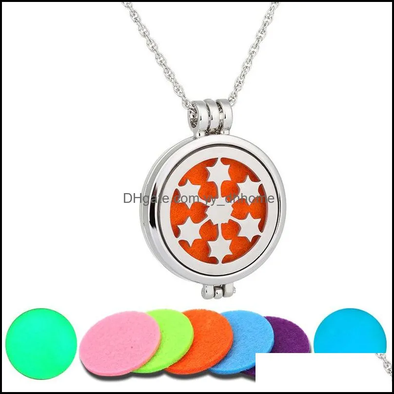 stainless steel essential oil diffuser necklaces glow in the dark aromatherapy locket pendant silver chain for women fashion 120 l2