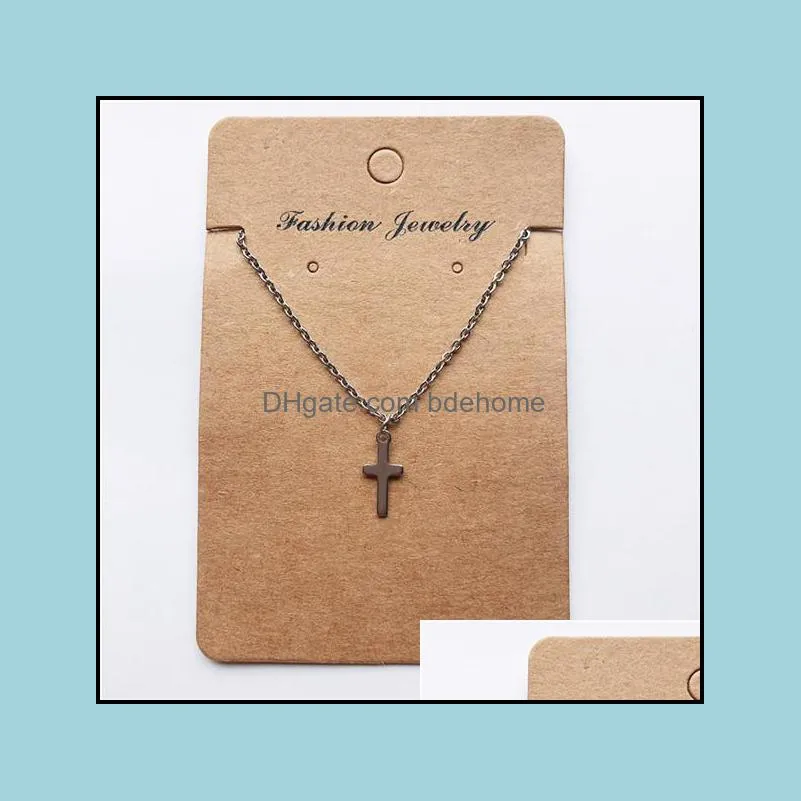 retro stainless steel key coin cross pendant necklace for women and men mini short necklace clavicle chain with paper card