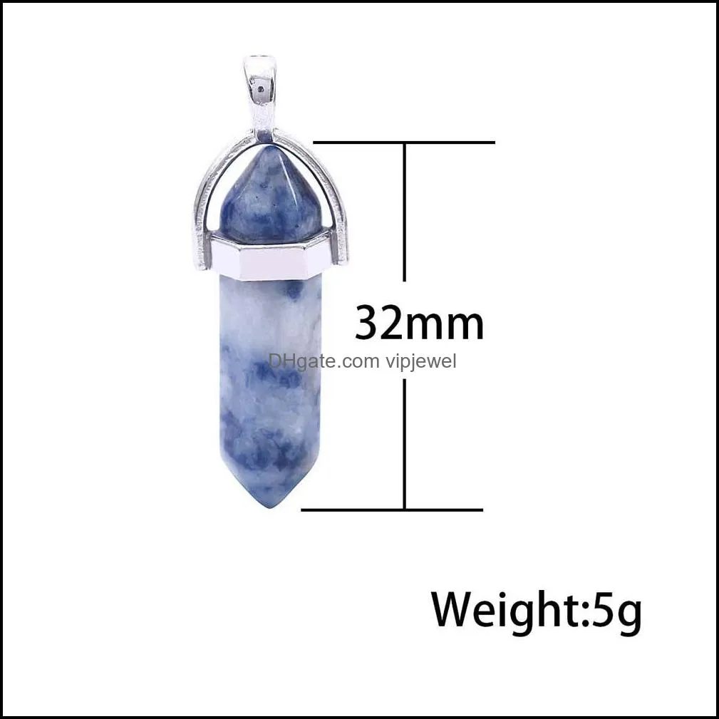 fashion quartz point pendant for women and men natural stone crystal agate bullet hexagon prism pendant without chain