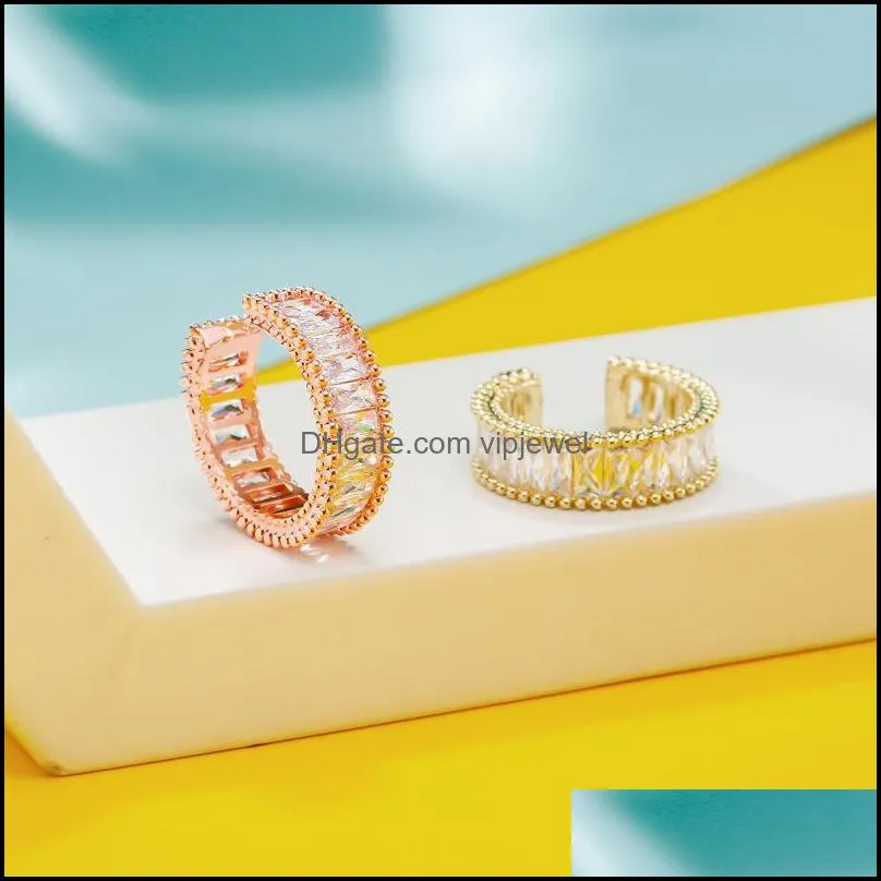 new micro zircon rings for women fashion open adjustable finger ring gold rose gold romantic wedding accessories engagement jewelry