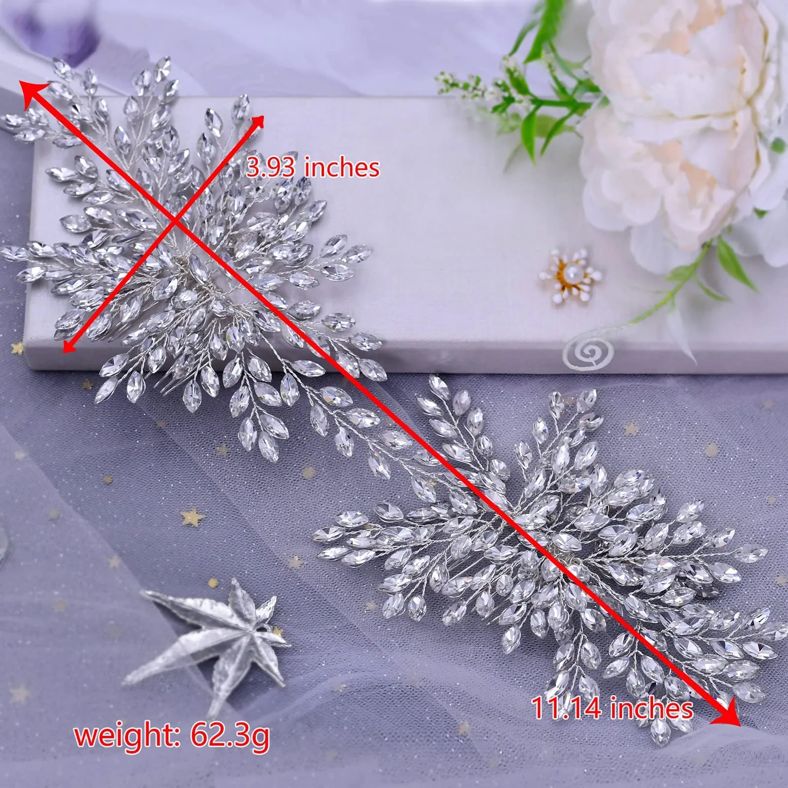 bridal wedding hair comb wedding headpiece for bride rhinestone wedding headband crystal hair accessories for women and girls silver one size