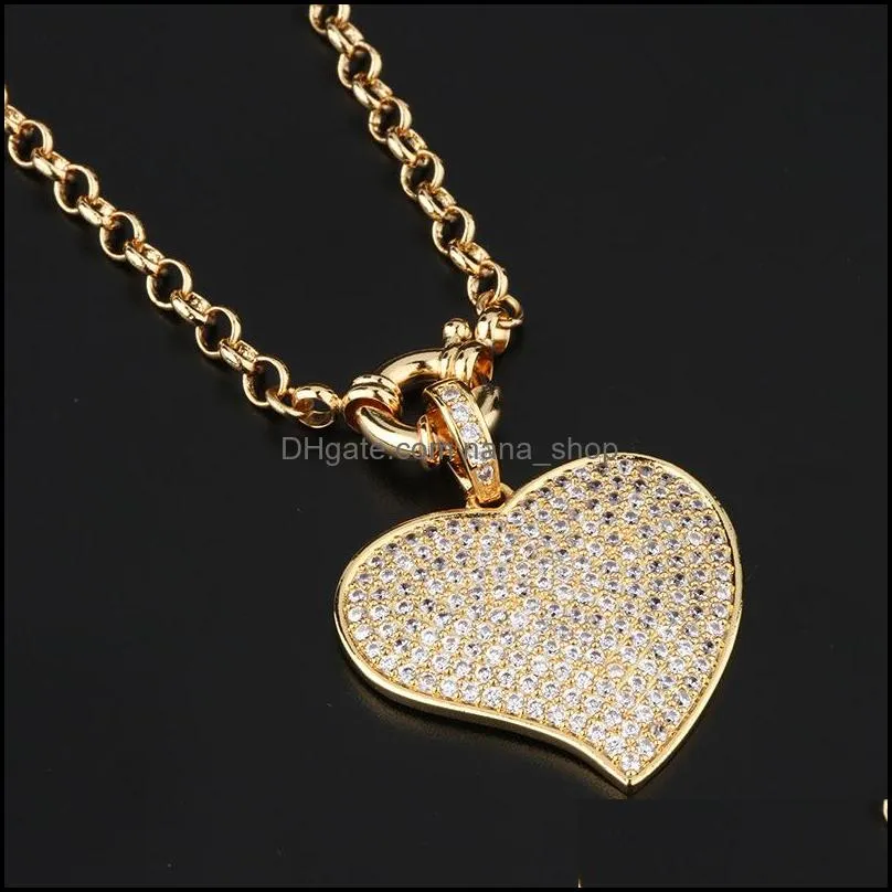 trendy women necklace gold plated full cz love heart pendant necklace for girls women for party wedding nice gift 3746 q2