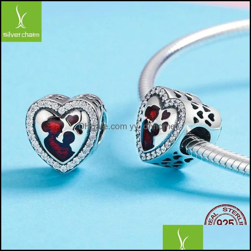 genuine 925 sterling silver great mother love heart shaped beads fit pandora bracelet charm pendant original jewelry making 600 q2
