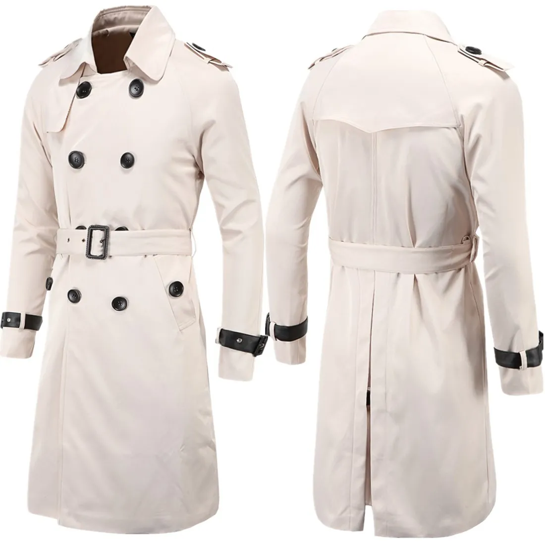 Men's Trench Coats High-end Clothing Spring&Autumn Long Overcoat Double Breasted Coat Cotton Blend D0nynaass19
