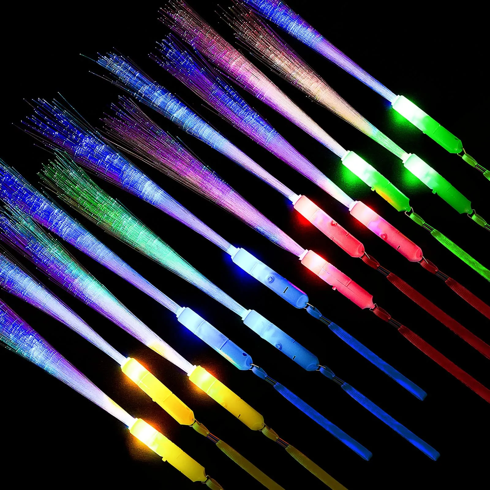 glow fiber wands sticks led light wands acrylic bubble light up wand glow in the dark fiber optic wand with 3 flashing models for boys girls party toy wedding favor colorful battery operated