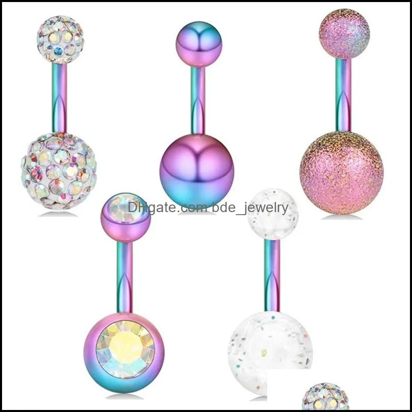 stainless belly button rings piercings ombligo navel piercing sexy navel earring rainbow body jewelry pircing 673 t2