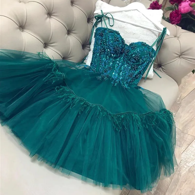 2023 Party Gown A-Line Spaghetti Straps Short Prom Dresses Robe Sparkly Knee Length Backless Sexy Night Homecoming Vestidos Party Part