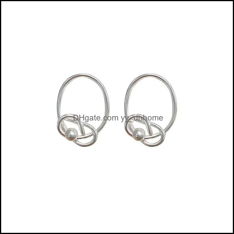 s925 silver needles original handmade simple metal drop earring female korean net celebrity trendy geometric pearl earrings