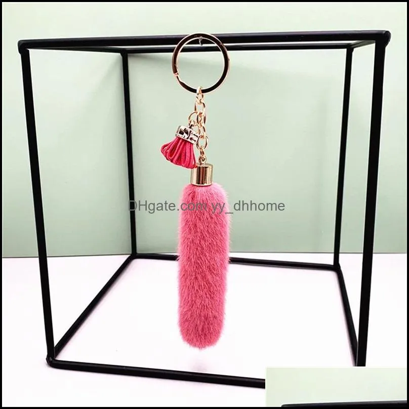 creative tassel keychain cute bag cartoon plush pendant car key chain ring ornaments accessories small gifts73 q2