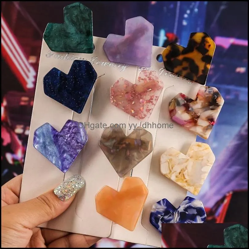 new fashion acrylic heart shape hair clips for women girl hairpins shiny lovely shell hairgrip hair accessories 579 q2