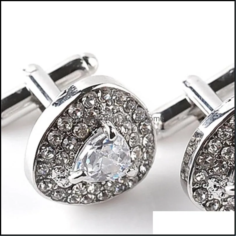 luxury heart crystal diamond cufflinks cuff links sleeve button for women men shirts dress suits cufflink wedding jewelry gift 170605 856
