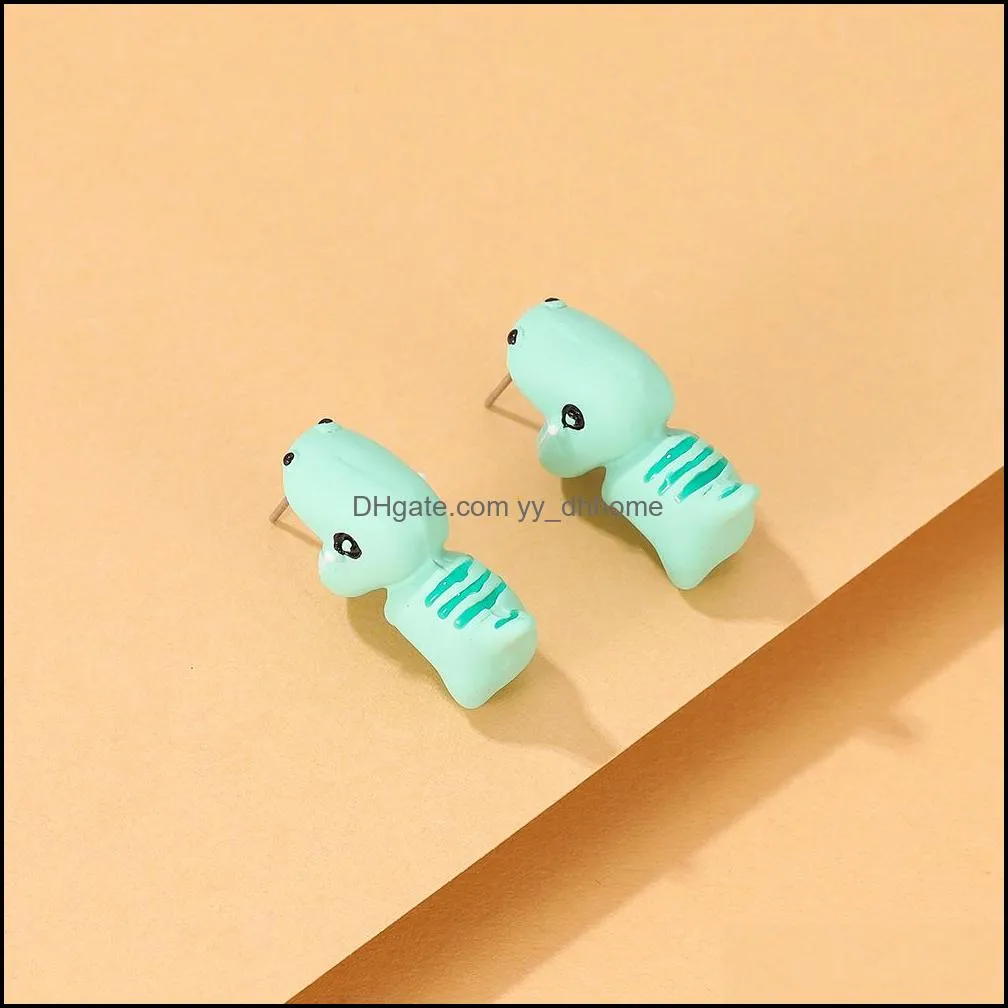 1 pair cute animal bite earring 6 styles cartoon animal stud earrings unique design ear jewelry dinosaur earrings party fun gifts