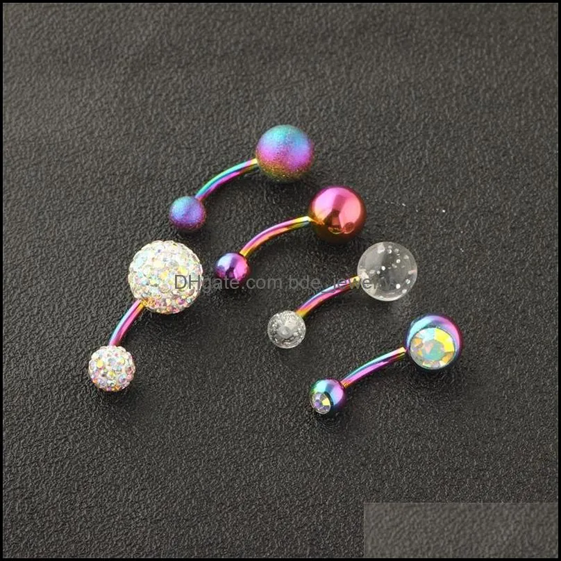 stainless belly button rings piercings ombligo navel piercing sexy navel earring rainbow body jewelry pircing 673 t2