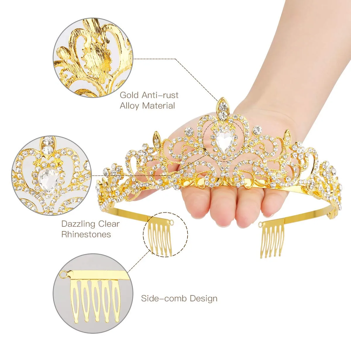 crystal queen crowns and tiaras with comb headband for women and girls princess crowns hair accessories for wedding birthday halloween costume cosplay 02 gold