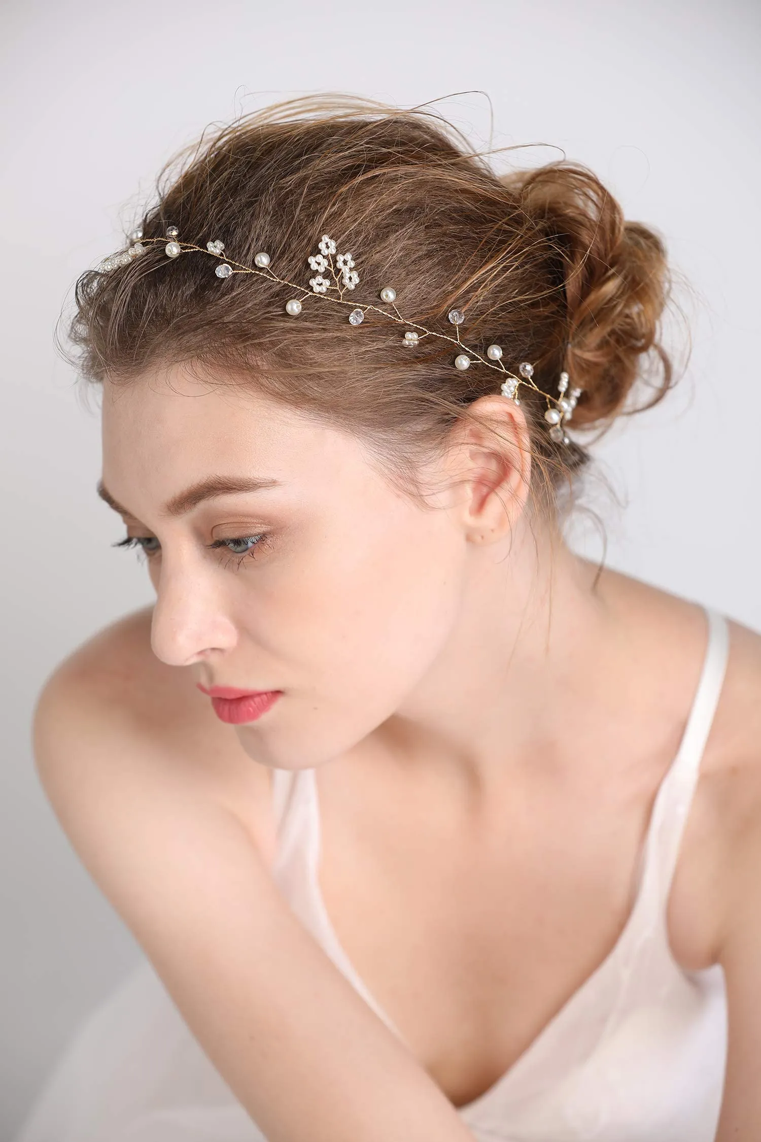 bride hair accessories crystal long hair vine wedding hair piece gold