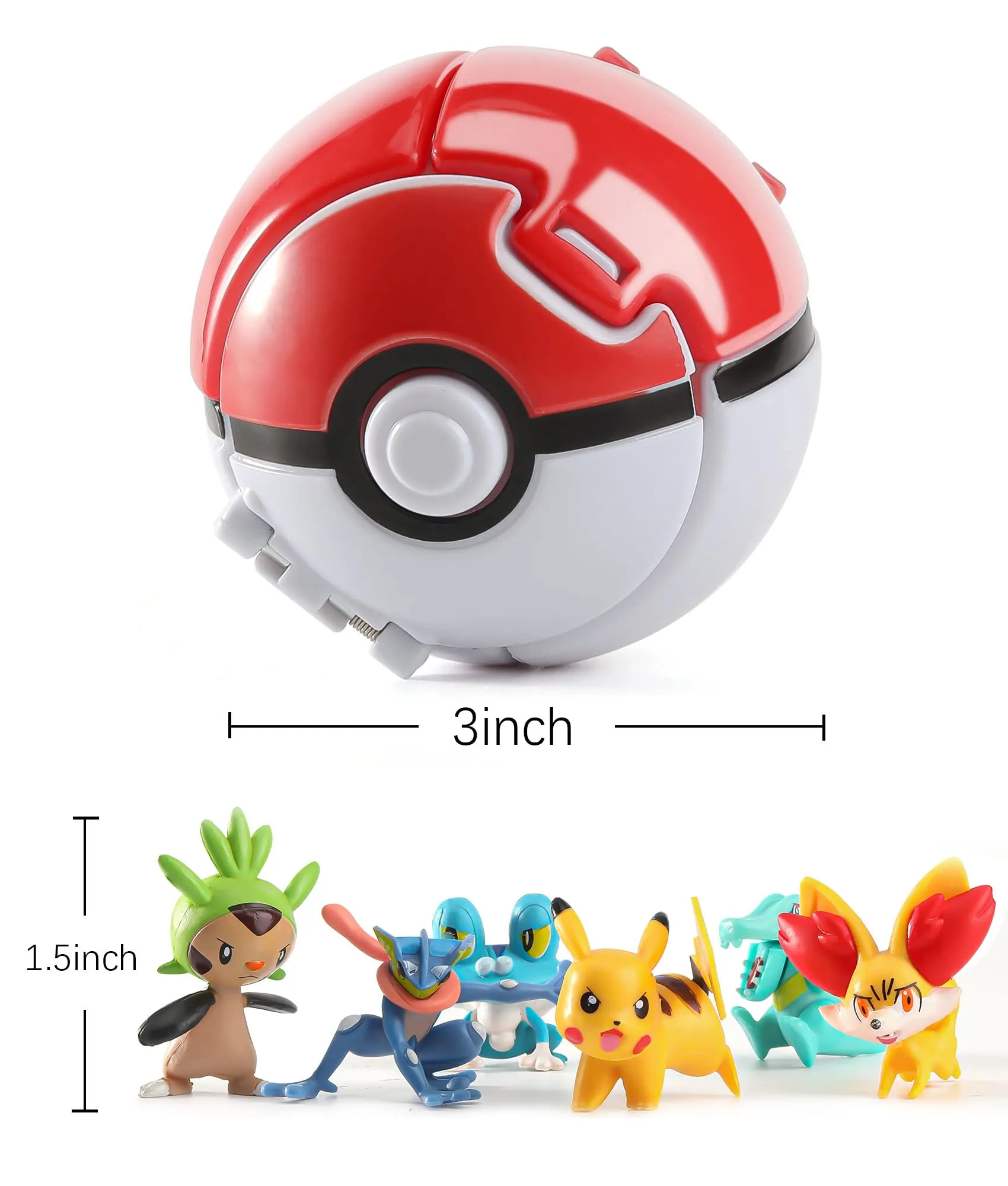 3ml pokeball clip and go balls with 4 battle figures 2 random action figures set toy gift for boys girls kids party favors