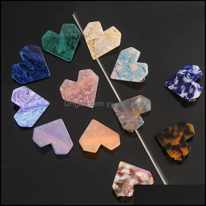 new fashion acrylic heart shape hair clips for women girl hairpins shiny lovely shell hairgrip hair accessories 579 q2