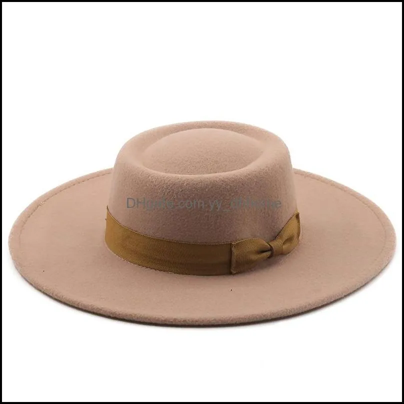 ring-shaped wool felt big eaves bowler hats ladies spring autumn and winter fashion flat-top woolen hat c3