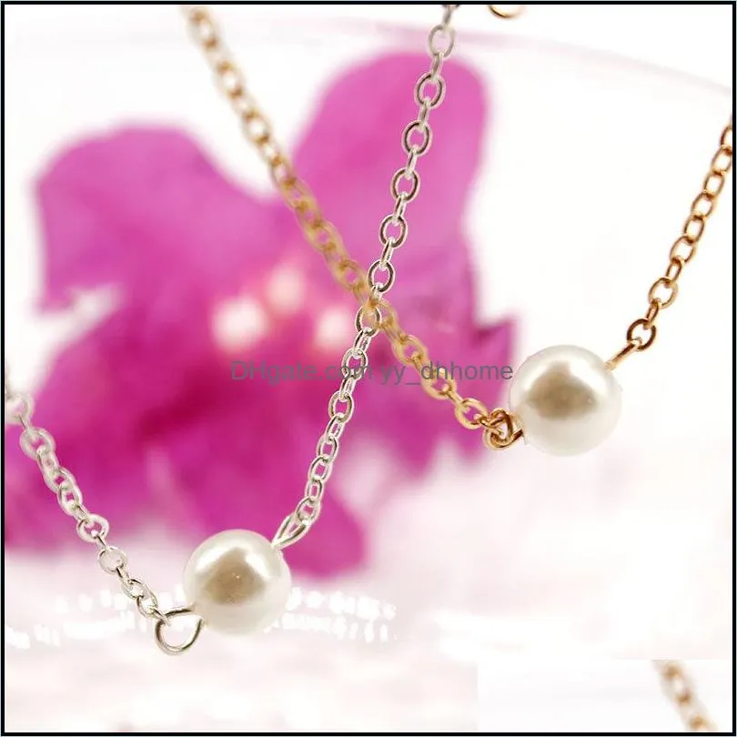 2019 new fashion simple pearl pendant anklet bracelet for women bohemia gold silver creative foot chain anklet bracelet designer
