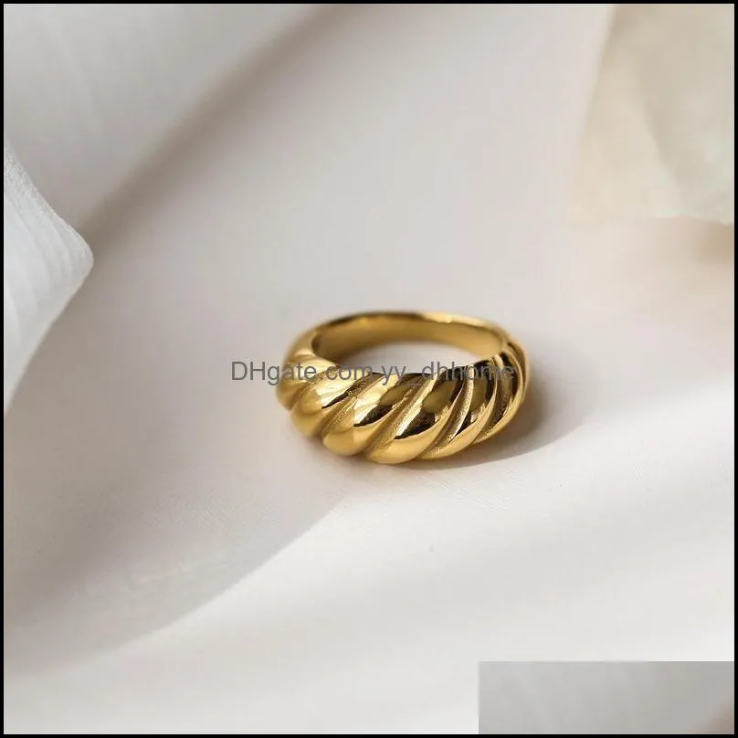 nobal high quality 18k gold stainless steel twisted croissants threads rings for unisex minimalist chunky rings vintage jewelry 461 q2