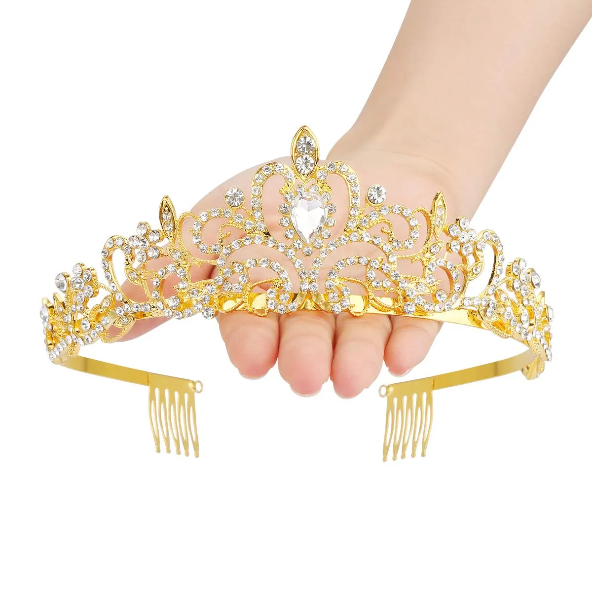 crystal queen crowns and tiaras with comb headband for women and girls princess crowns hair accessories for wedding birthday halloween costume cosplay 02 gold