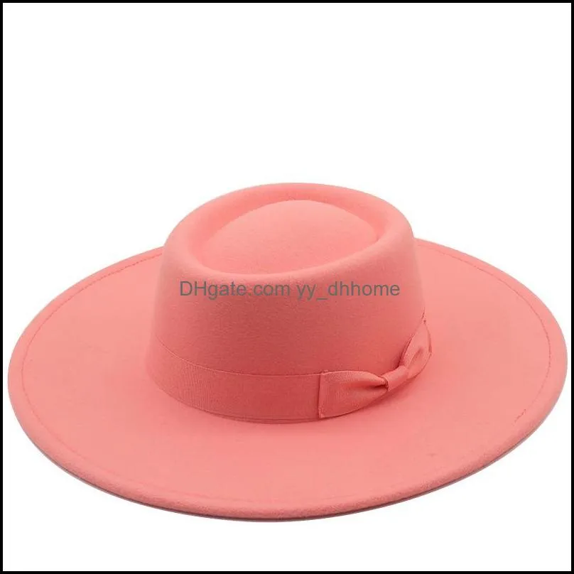 ring-shaped wool felt big eaves bowler hats ladies spring autumn and winter fashion flat-top woolen hat c3