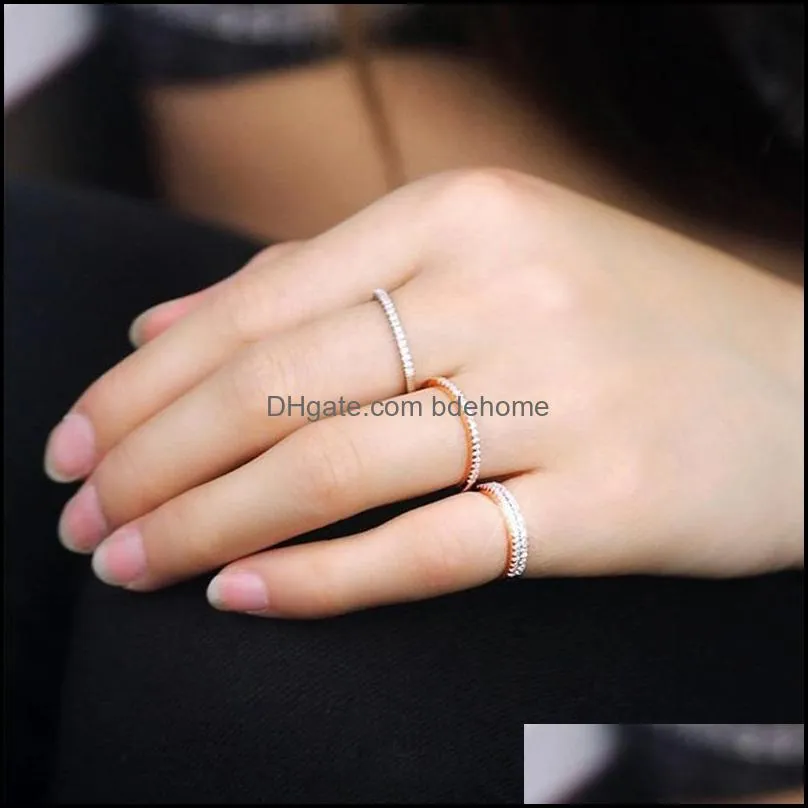 newest crystal zircon gemstone ring for girls women half eternity tiny rings in white gold silver handmade engagement wedding lovers