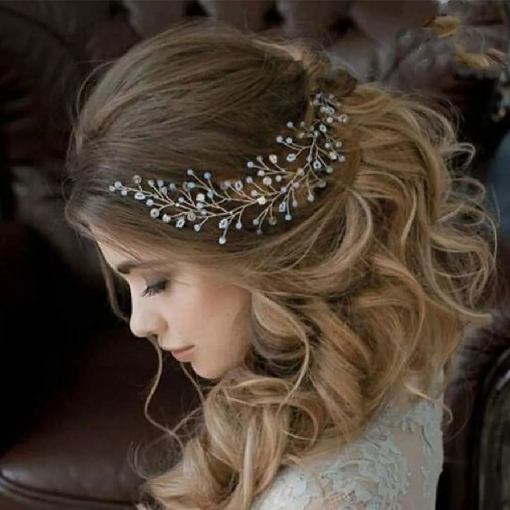 bride wedding hair vine accessory beaded hair piece bridal headpiece for bride hv580