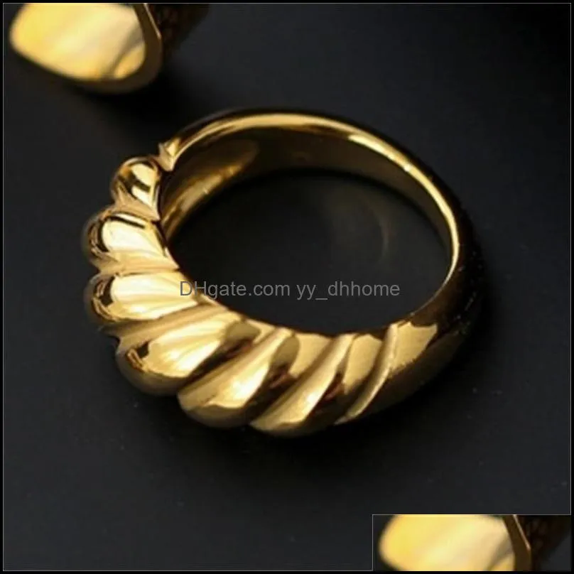 nobal high quality 18k gold stainless steel twisted croissants threads rings for unisex minimalist chunky rings vintage jewelry 461 q2