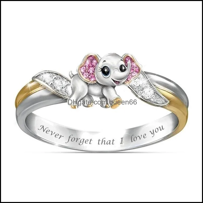 animal rings jewelry accessories cute lettering always love you gold silver plated women band ring fashion