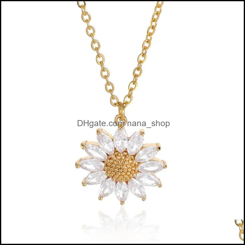 summer  zircon daisy necklace for woman teen girl pendant party wedding couple choker charm women jewelry wholesale c3